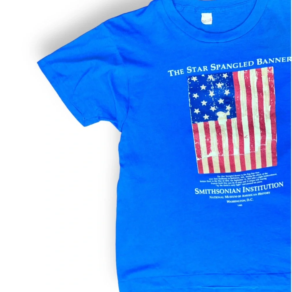 Vintage 1985 Screen Stars “Star Spangled Banner” Blue Single Stitch T-Shirt sz L - Picture 6 of 8
